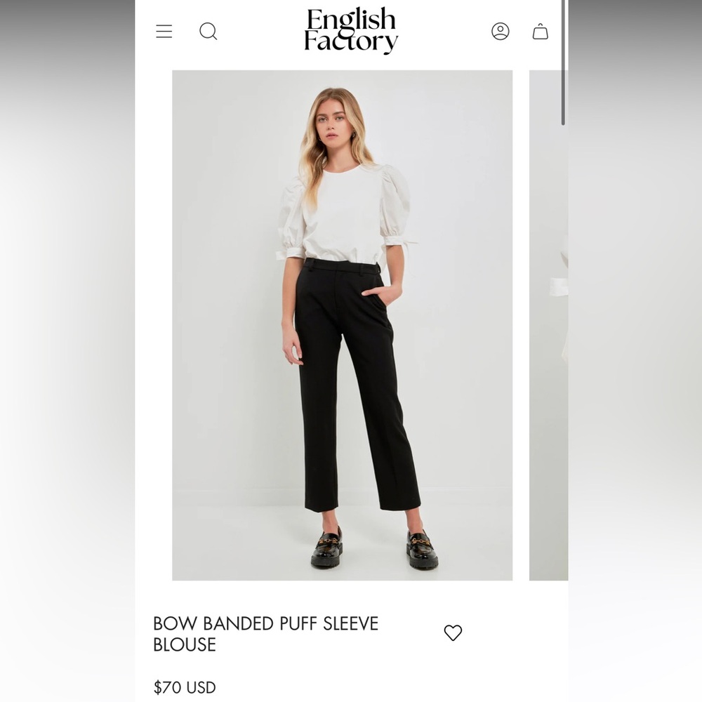 NWT English Factory Bow Banded Puff Sleeve Blouse